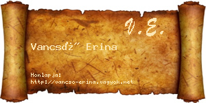 Vancsó Erina névjegykártya